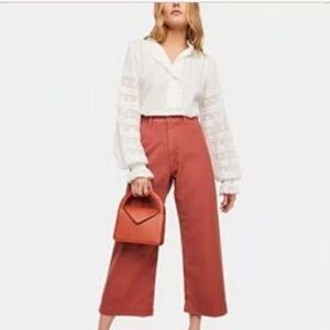 We the Free Patti Wide Leg Crop Pants Jeans Color Rose Size 29 Cotton High Rise